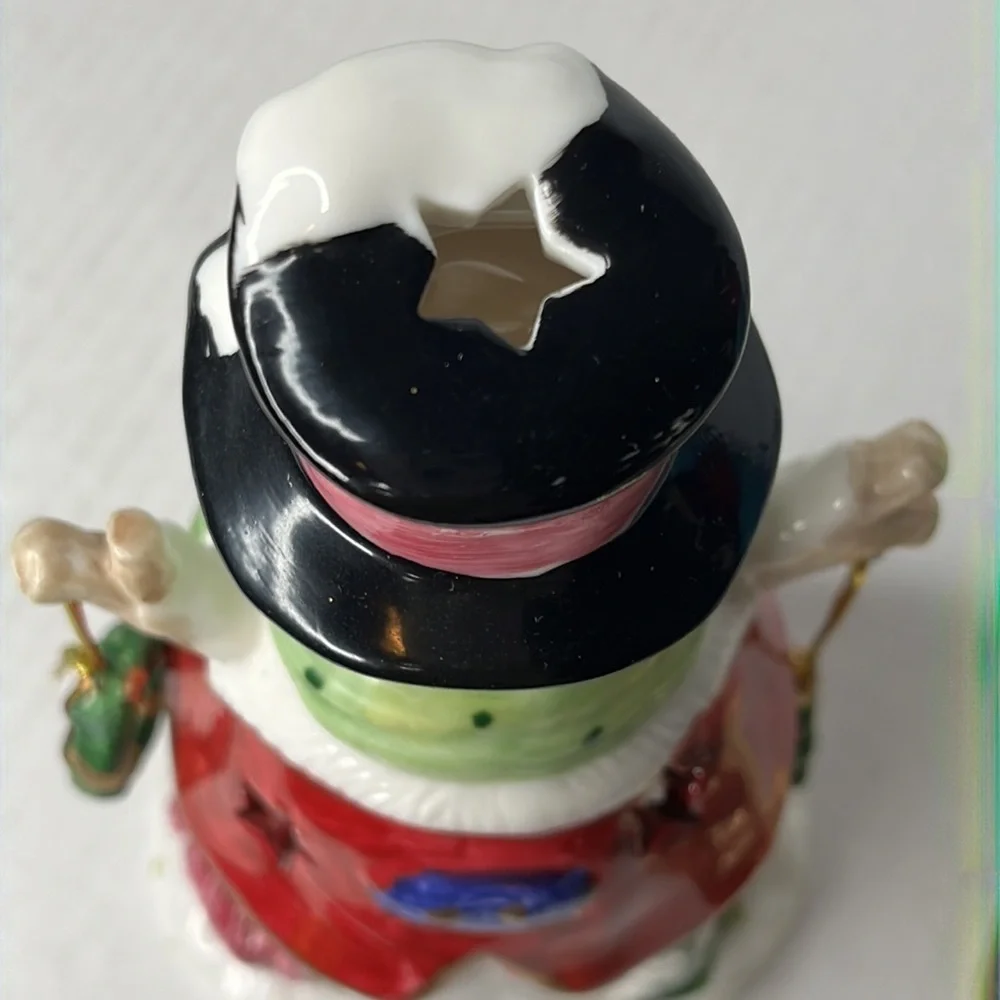 Vintage Ceramic Tealight Candle Snowman Holder 2002 Christmas Designspirations‎